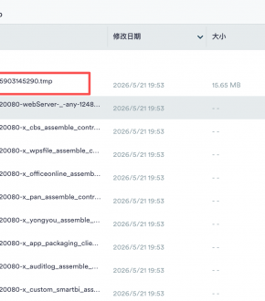 系统运行过程中，tmp目录下产生+~JF*.tmp文件，占满了系统盘