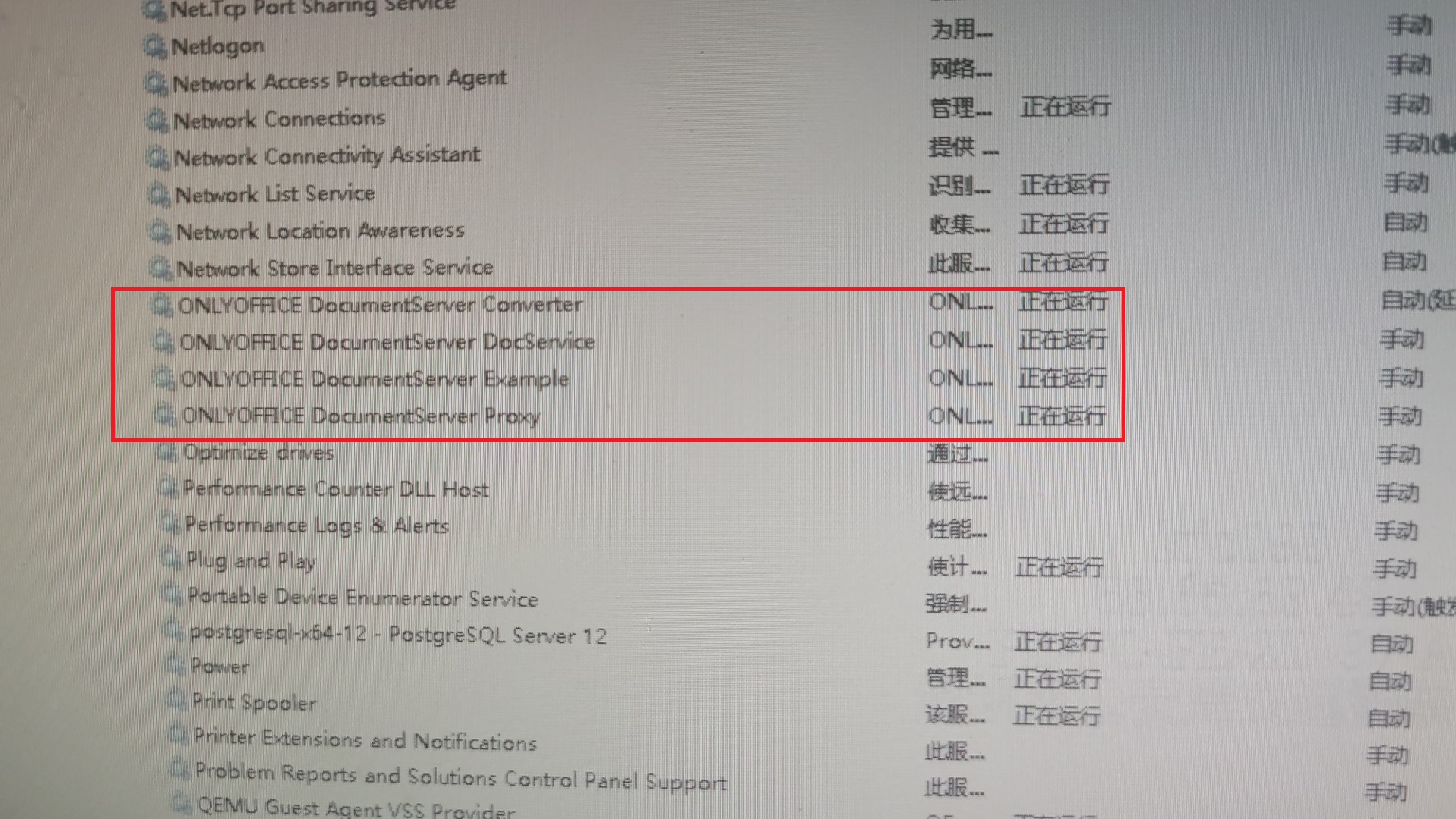 所有的onlyofiice服务都正常运行状态